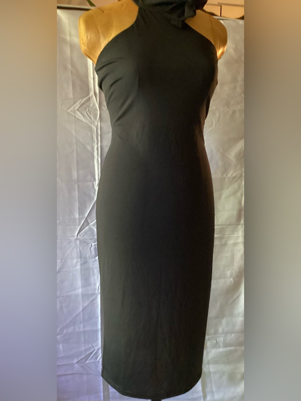 1 Newport News Black Strapless Midi Bodycon Dress